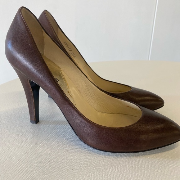 Emporio Armani Brown Leather Heels size 8 - Picture 2 of 9